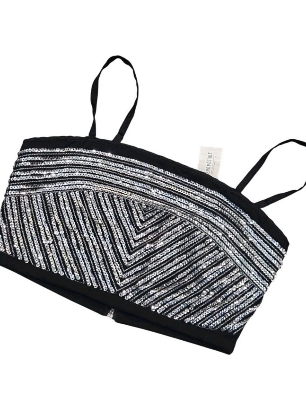 Aeropostale Black Bralette with Silver Sequins